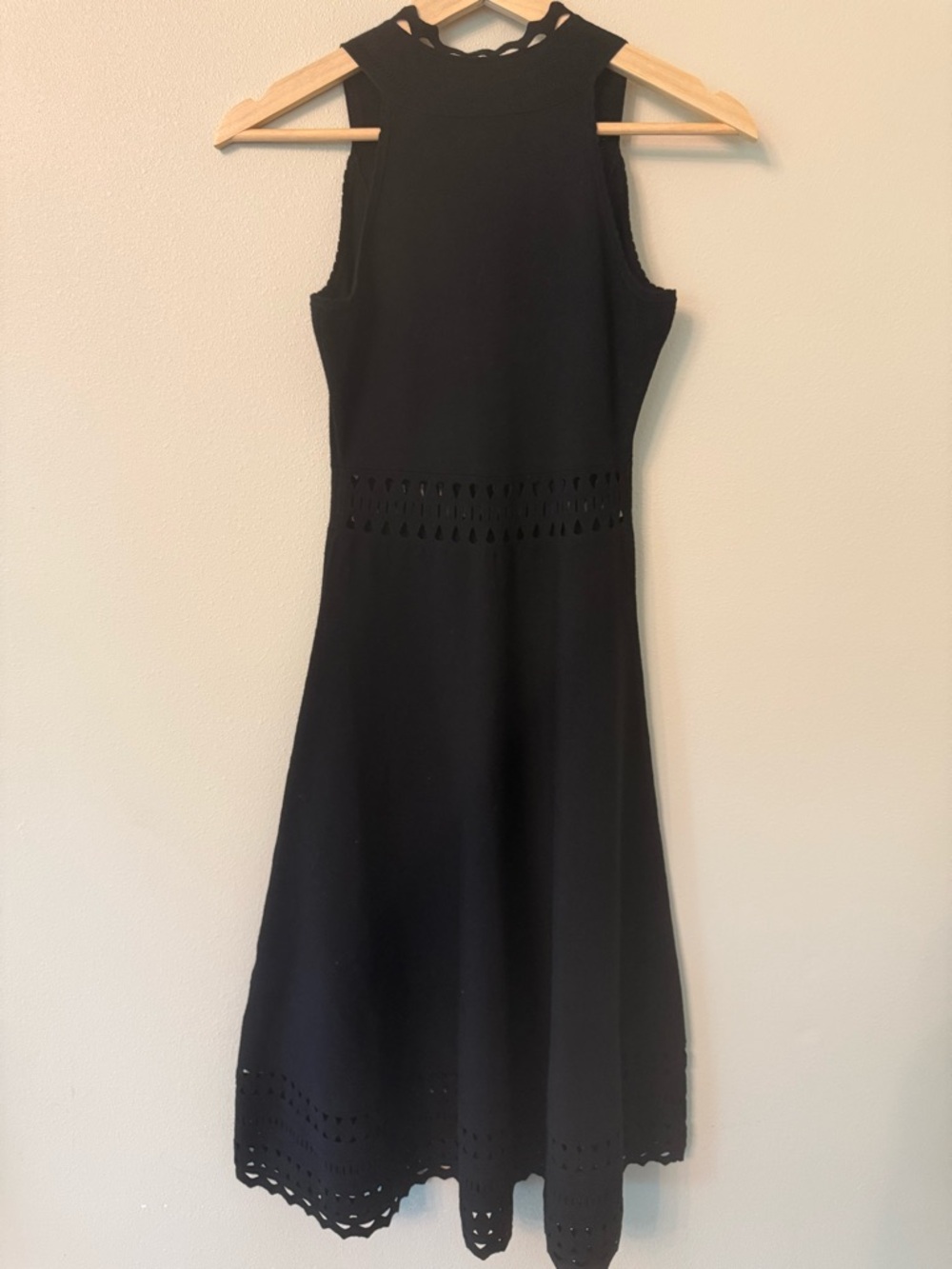 Milly Black Cutout Sleeveless Knit Dress XS Petite Fit & Flare - Picture 7 of 9